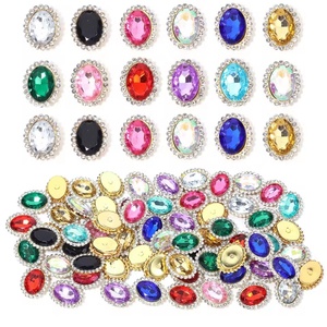 Strass Ovale en Forme de Tournesol OLeeya 10*14mm à Base Dorée à Coudre pour la Décoration de Vêtements - Product Image 3