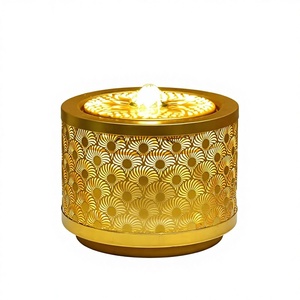 น้ำพุตั้งโต๊ะโลหะตกแต่งบ้านสไตล์โมเดิร์นหรูหราสำหรับห้องน้ำชาในร่ม พิมพ์ลาย UV/ซิลค์สกรีน พร้อมระบบหมุนเวียนน้ำ - Product Image 1