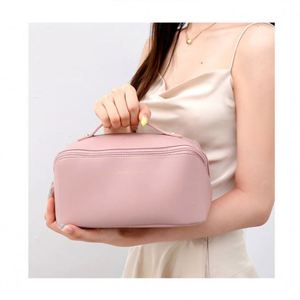 กระเป๋าเครื่องสำอางแบบพกพาปี 2024 กันน้ำ ขนาดใหญ่ ทำจากหนัง PU สำหรับผู้หญิง กระเป๋าใส่เครื่องสำอางคุณภาพสูงพร้อมช่องแบ่ง - Product Image 2