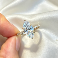 Bague pour femme en argent S925 de luxe, testée positivement, avec moissanite GRA taille marquise 3 carats, pour mariage et fiançailles, alliance en moissanite