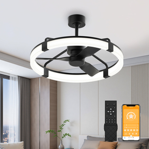 28Inch Large Black Ceiling <b>Fan</b> with Light Modern LED Circular <b>Fan</b> Fixture with Remote Control for Living Room Home Decor - Product Image 1