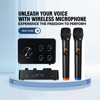 Mikrofon Nirkabel Karaoke Mixer UHF 16-Channel Hitam OEM Grosir Pabrik, Jangkauan Jauh, Peredam Kebisingan, Suara Jernih