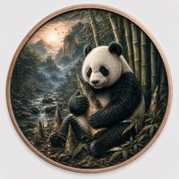 Pièces de monnaie en cuivre à haute relief, 1 once Troy, .999 Cuivre Pur, Pièce Ronde Panda Géant Forêt de Bambou, Impression UV Colorée