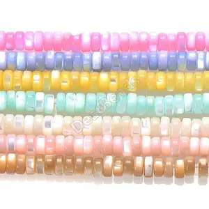 2x4mm Hand Cut Rondel Hei Shi Natural Pink Blue Green Yellow Heishi Shell Beads For Spacer Jewelry Making 2mm 4mm