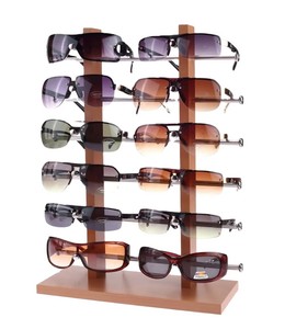 Expositor de Gafas de Sol con Diseño de Madera, con 4, <span class=keywords><strong>5</strong></span>, 8, 10, 12, 24 o 27 Ranuras, para Ópticas y Tiendas, en Negro y Blanco, Personalizable - Product Image 1