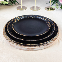 Assiettes en porcelaine de luxe modernes et uniques en or noir Plat rond sans plomb givré Décoration de mariage