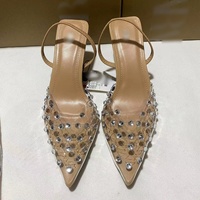 Sandales QuiteS Za Baotou 2026 Nouvelles Sandales d'été à talons hauts pointus avec strass, élégantes, pour femmes, en PVC transparent