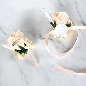 طقم الصدر والعريس مصنوع يدويًا ، سوار المعصم الوردي والعريس العريس العريس للعروس وحفلات الزفاف للرجال - Product Image 4