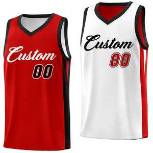Maillot de basket-ball athlétique personnalisé rouge et blanc double face - Product Image 1