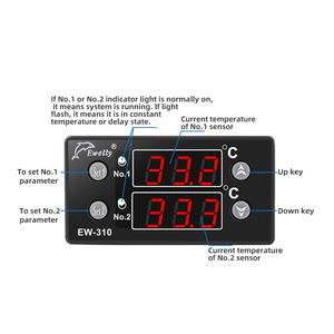 Meertrapspomp Chiller Temperatuurregelaar <span class=keywords><strong>3</strong></span> relaisuitgangen Koelen en verwarmen EW-310 Digitale thermostaat met dubbel display - Product Image 6