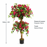 Plante artificielle fleurie Jiawei Bougainvillea JWT4165 en plastique écologique réaliste 120CM 4 pieds pour la maison, l'hôtel, le bureau, le jardin