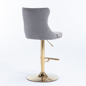 Sgabelli da Bar Girevoli in Velluto Dorato A&A Furniture, Altezza Regolabile 25-33 Pollici, Moderni Imbottiti con Schienale - Product Image 6