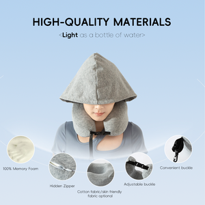 YUE RISE OEM/ODM Oreiller de <span class=keywords><strong>voyage</strong></span> pour le cou en mousse à mémoire de forme, tricoté, avec capuche amovible, mini, pliable et portable, pour l'extérieur, l'<span class=keywords><strong>avion</strong></span>, <span class=keywords><strong>la</strong></span> maison et l'hôtel - Product Image 4