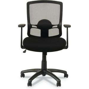 Silla de Oficina Alera Moderna con Respaldo Medio, Negra, Reposacabezas Ajustable, Material de PP y Aluminio, Giratoria, para Hogar y Hotel - Product Image 4