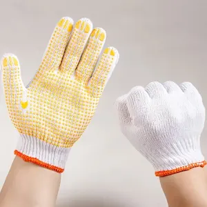 Anti-Rutsch Großhandelspreis 10 Gauge 50 g Gewicht PVC Punkte Baumwolle gestrickte Handschuhe
