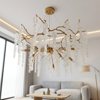 Lustre ovale en laiton et cristal de style américain, télécommande, hauteur réglable, utilisation hôtelière, design moderne, tailles personnalisées disponibles