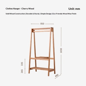 Perchero de pie minimalista japonés de roble macizo rojo para dormitorio - Product Image 3