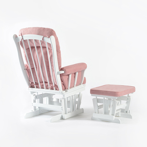 Chaise berçante ergonomique contemporaine de luxe en bois avec pouf rose, mobilier de salon rotatif - Product Image 4