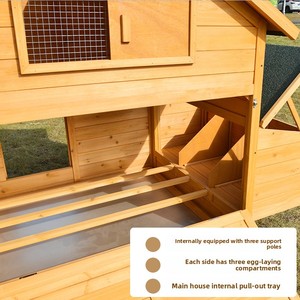 לול תרנגולות מלבני מעץ מלא, עמיד בפני גשם ושמש, לבית חיות חיצוני לחצרות, מרפסות וחוות - Product Image 4