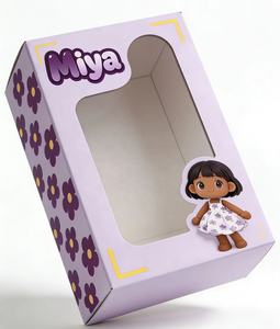 Caja de Regalo para Muñecas de 10 y 12 Pulgadas con Ventana Transparente, Personalizada al por Mayor, MOQ Bajo, Cartón Corrugado Sólido, Impresión a Color, Laminación Brillante - Product Image 4