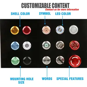 Interruptor de botón momentáneo con diseño grabado láser, pulsador con arnés, 12mm,16mm,19mm,22mm,25mm,30mm