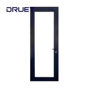 שחור מתכת צרפתית דלתות כניסת זכוכית חתך יחיד נדנדה קייסמנט דלת פנים דלתות מסתובבות עבור מטבח