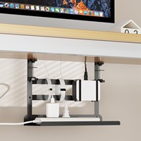 Organisateur de câbles sous le bureau, sans perçage, pour un rangement ordonné des fils et câbles, fixation par pince sous le bureau.