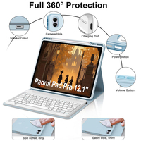 Étui avec clavier pour Xiaomi Redmi Pad Pro 12,1 pouces 2024 / Housse de clavier détachable pour Xiaomi Poco Pad 12,1 pouces avec support pour stylet