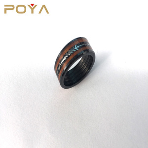 POYA 8mm anillo de cerámica negro para hombres mujeres boda banda de madera de <span class=keywords><strong>Koa</strong></span> flecha incrustaciones de caza de la joyería - Product Image 1