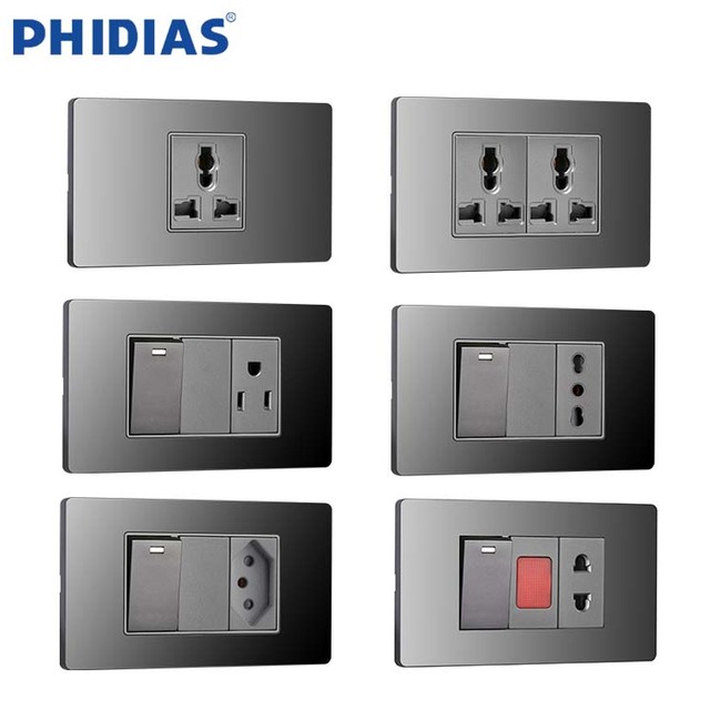 Hot-selling 1gang Multi Socket Home Electrical 1 Gang 1 Way Switch Chile Socket Acrylic  Panel US   Switches and Sockets.