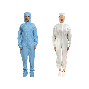 Abbigliamento antistatico <span class=keywords><strong>da</strong></span> <span class=keywords><strong>lavoro</strong></span> a buon mercato bianco blu 5mm striscia lavabile in poliestere antistatico ESD abito <span class=keywords><strong>da</strong></span> camera bianca - Product Image 1