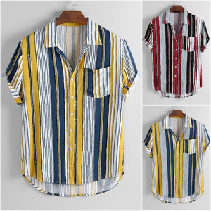 <span class=keywords><strong>Chemise</strong></span> à manches courtes d'été <span class=keywords><strong>grande</strong></span> <span class=keywords><strong>taille</strong></span> pour hommes Bar vertical Chemises imprimées de smoking Chemises élégantes à fleurs pour hommes - Product Image 5