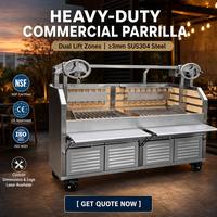 Barbecue pliable de luxe Santa Maria en acier inoxydable 304 avec foyer latéral Brasero, hauteur réglable, style argentin