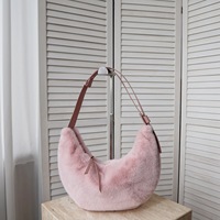 Sac à main demi-lune en fausse fourrure pour femme BUSY GIRL, petit sac à bandoulière décontracté, sac fourre-tout hiver pour femme