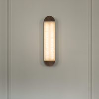 Applique Murale LED Nordique Moderne Minimaliste en Albâtre Naturel Espagnol et Laiton Vieilli Massif pour Villa, Hôtel, Salle d'Exposition
