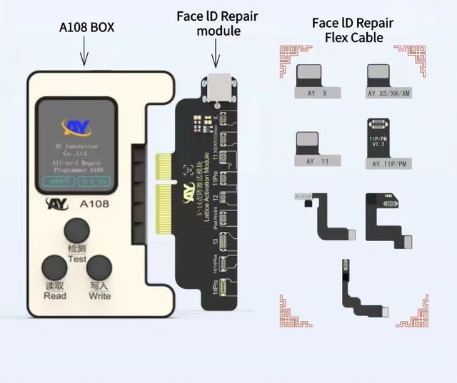 AY A108 BOX Dot Matrix True Tone Battery Programmer for iPhone X-14PROMAX FACE ID Read Write Dot Face ID Repair Flex