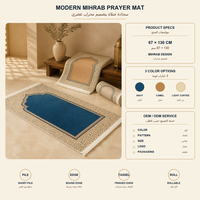 Tapis de prière à franges 67*130 cm, motif arche Mihrab mat avec surface à poils courts, pour la dévotion à domicile et les cadeaux du Ramadan