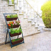 Jardinière surélevée en métal thermolaqué de 1,2 m – Jardinières verticales autoportantes avec 4 bacs pour usage domestique