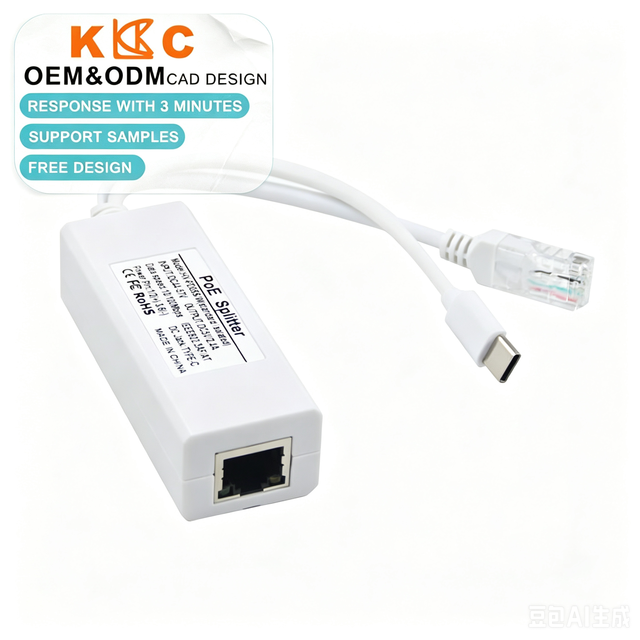 PoE Splitter USB C 5V 2.4A IEEE 802.3af 10/100Mbps RJ45 to Type C Adapter for IP Camera Raspberry Pi Plug Play