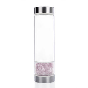 Bouteille d'eau en verre pierre précieuse de guérison, en acier inoxydable, en bambou, Quartz, hexagone, couleur Rose, grande usine, ml - Product Image 3