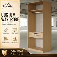 Système de placard encastré modulaire de luxe en bois massif foncé, directement de l'usine, gain de place pour chambre d'appartement, fabrication OEM
