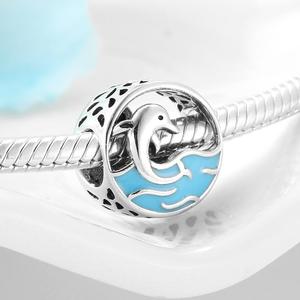Autentico Argento Sterling 925, Ciondoli a forma di piccola balena scherzosa con smalto nero, a tema vita marina, per la creazione di gioielli e bracciali, Dropshipping - Product Image 4