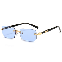 Lunettes de soleil rectangulaires sans monture Lunettes de soleil sans monture rose dégradé Lunettes de voyage Lunettes de soleil UV400 sans monture
