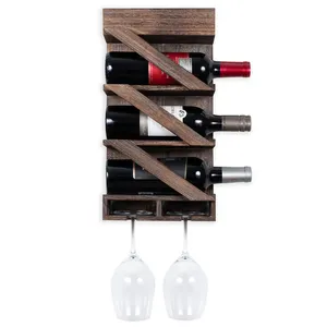 Neues Design kundenspezifisches flaschenauslage-Rack Holz Wandmontage Weinregal mit Kork-Speicher regal Bambus Weinregal