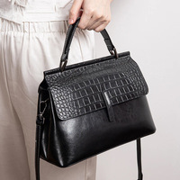 Sac à main en cuir véritable de qualité supérieure, motif crocodile, sac à bandoulière pour femme, sac messager rétro en cuir de vachette, sac à main quotidien