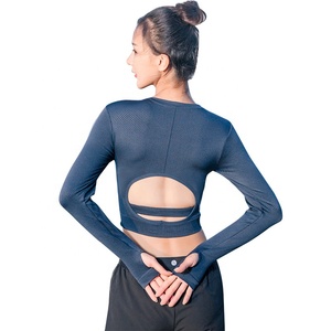 De moda de <span class=keywords><strong>Fitness</strong></span> deporte gimnasio ropa de deporte espalda cultivos <span class=keywords><strong>Top</strong></span> mujeres deporte Yoga de <span class=keywords><strong>manga</strong></span> <span class=keywords><strong>larga</strong></span> Tops - Product Image 1