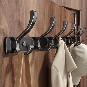 Wall Mounted Coat Rack 5 <b>Hooks</b> Heavy Duty <b>Adhesive</b> Installation Entryway Minimalist Design Gun Grey - Product Image 1