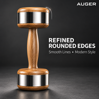 Haltère de Luxe AUGER en Bois Naturel avec Anneaux de Poids Métalliques, Poignée Lisse, Équipement d'Entraînement de Force Personnalisé pour la Maison