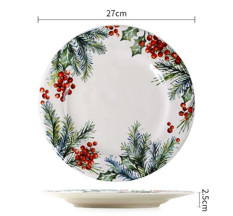 Christmas leaf large plate27cm+Hammer texture + irregular