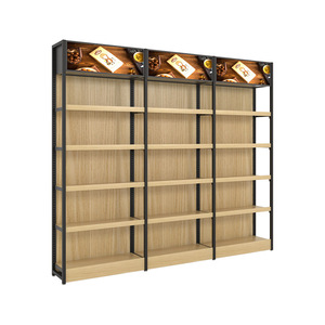 Runda Supermarket Shelves 5 Tier Adjustable Solid Steel Wood Display For Convenience Store Snacks Stationery Baby Products - Product Image 1